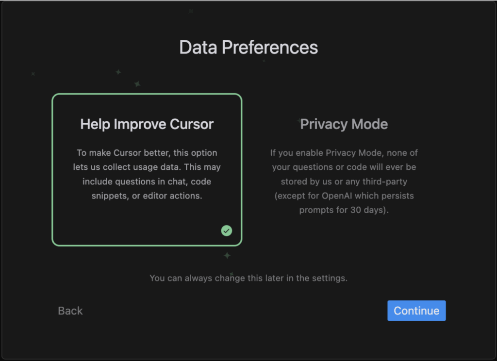 Copilot++ privacy options
